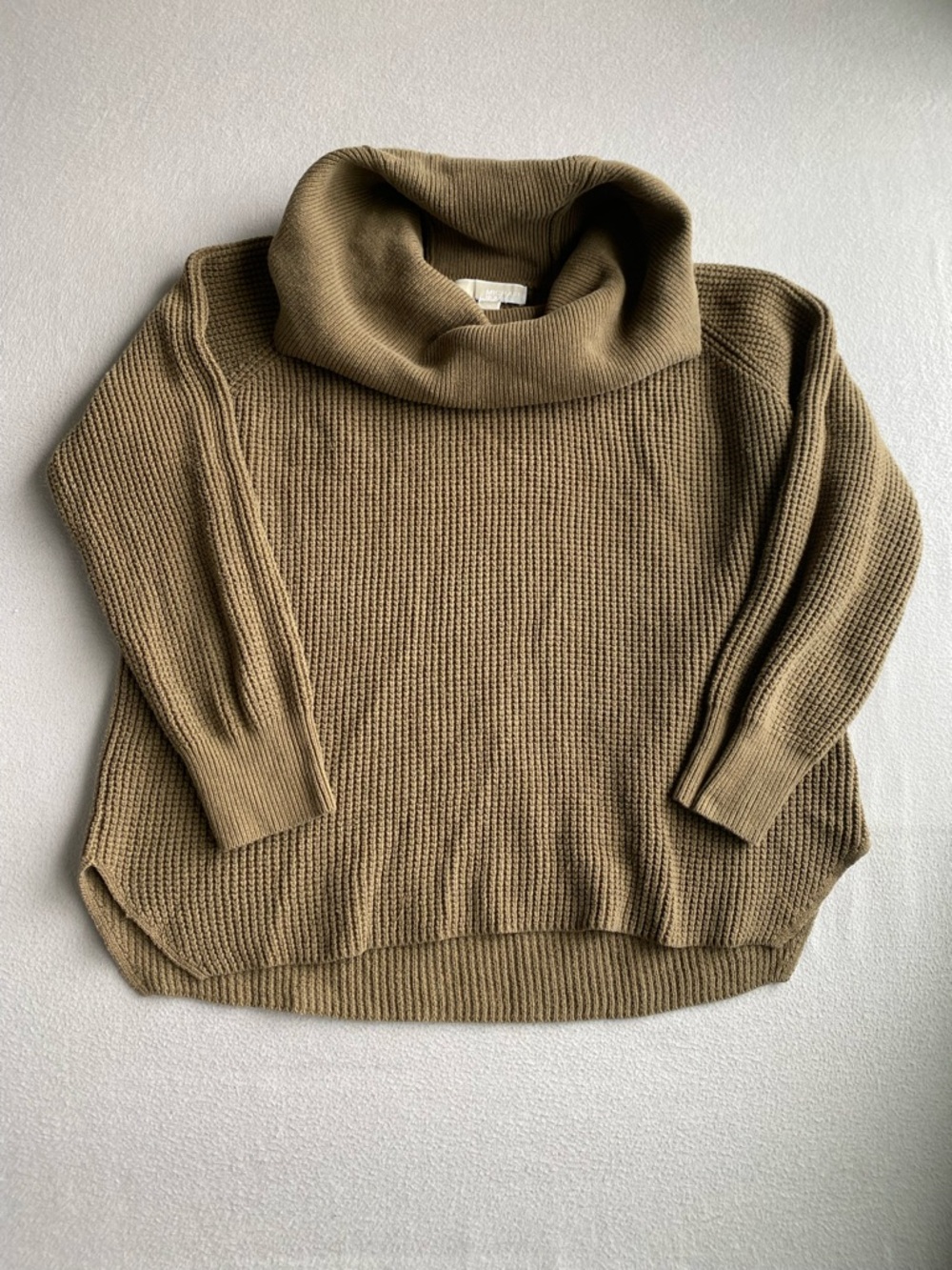 Michael Kors Olive-Taupe Cowl Neck Knit Sweater
